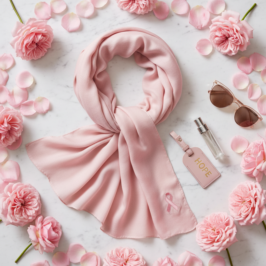 Pink Ribbon Travel Scarf & Wrap - Breast Cancer Awareness